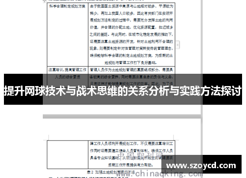 提升网球技术与战术思维的关系分析与实践方法探讨